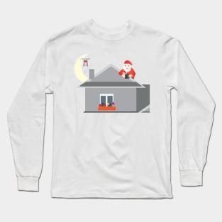 Santa Claus Sending a drone with a gift box Long Sleeve T-Shirt